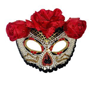 DAY OF THE DEAD - Web of roses covered in crystal rhinestones -Hand made